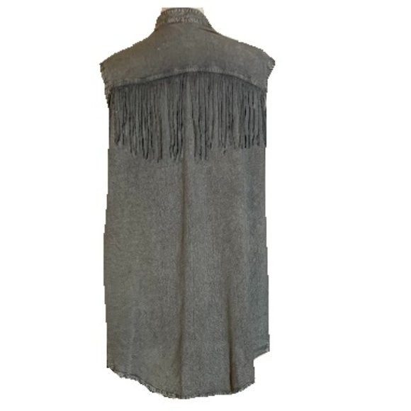 Lola P Sleeveless Fringe Button Up Tunic Top - Picture 3 of 4